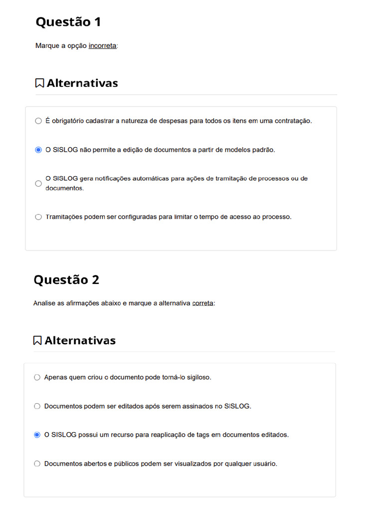 Prova Sislog 2.0 | PDF