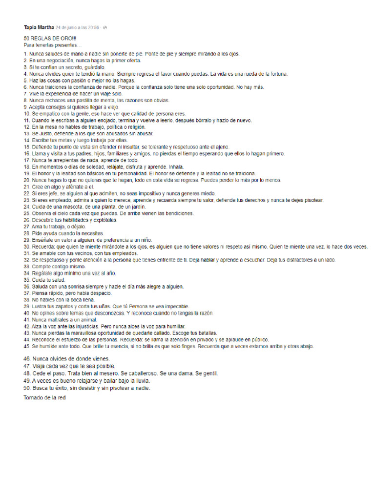 50 Reglas de Oro para La Vida | PDF