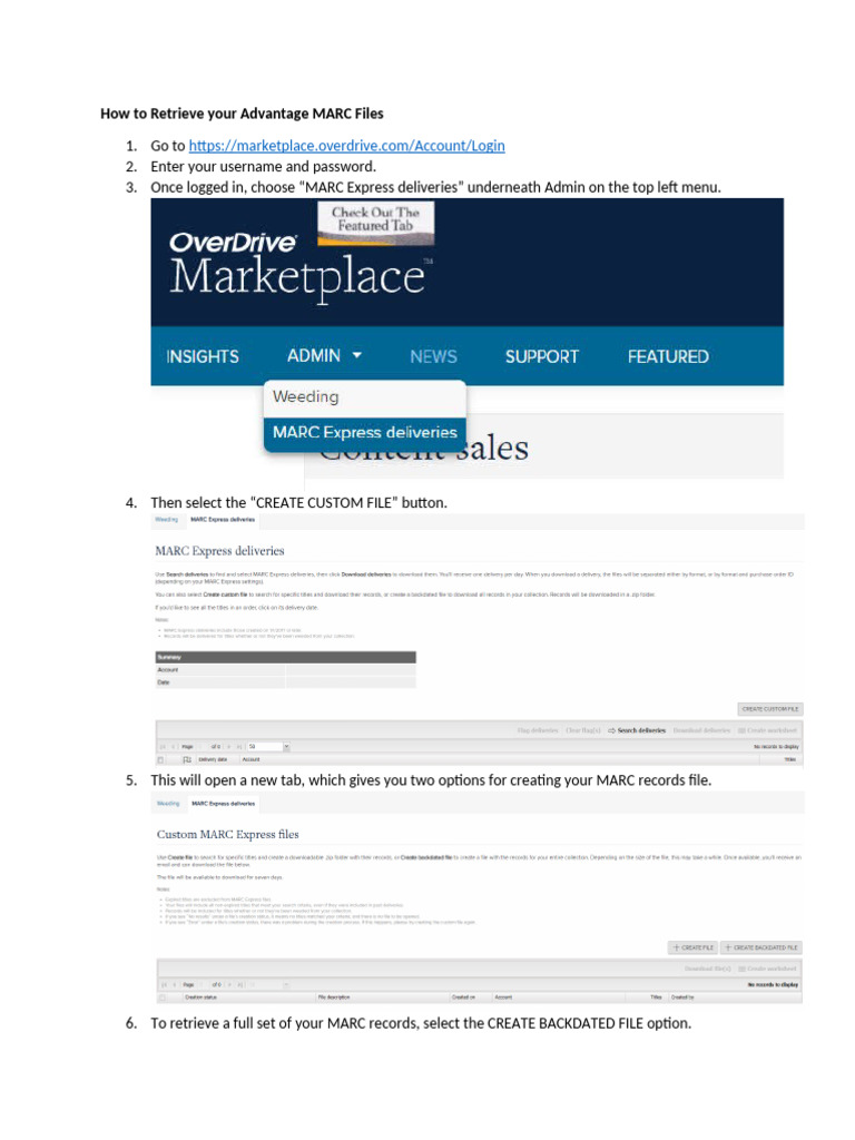 Retrieve Advantage MARC Files Guide | PDF