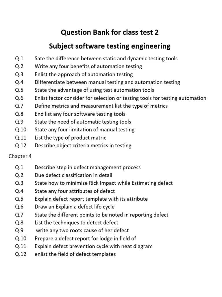 Software Testing Engineering Question Bank | PDF
