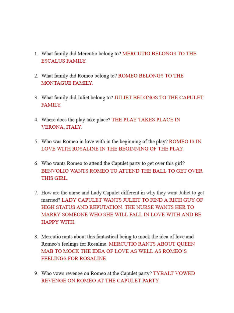 R&J FINAL TEST Studyguide | PDF | Characters In Romeo And Juliet ...