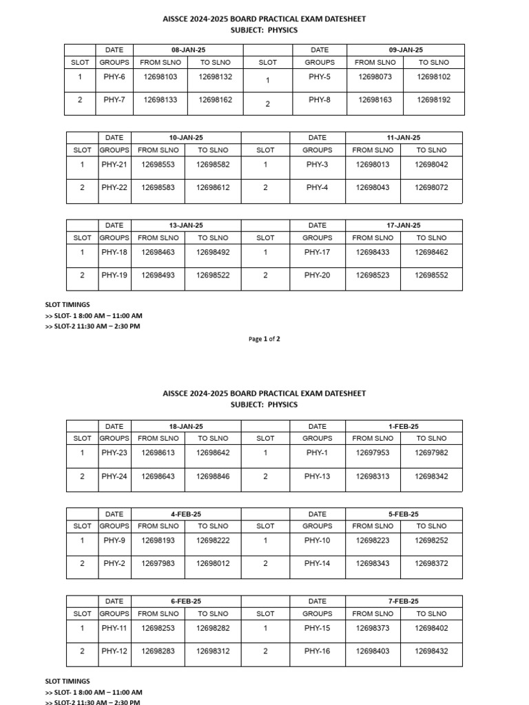 AISSCE Physics Practical Examination 2025 | PDF
