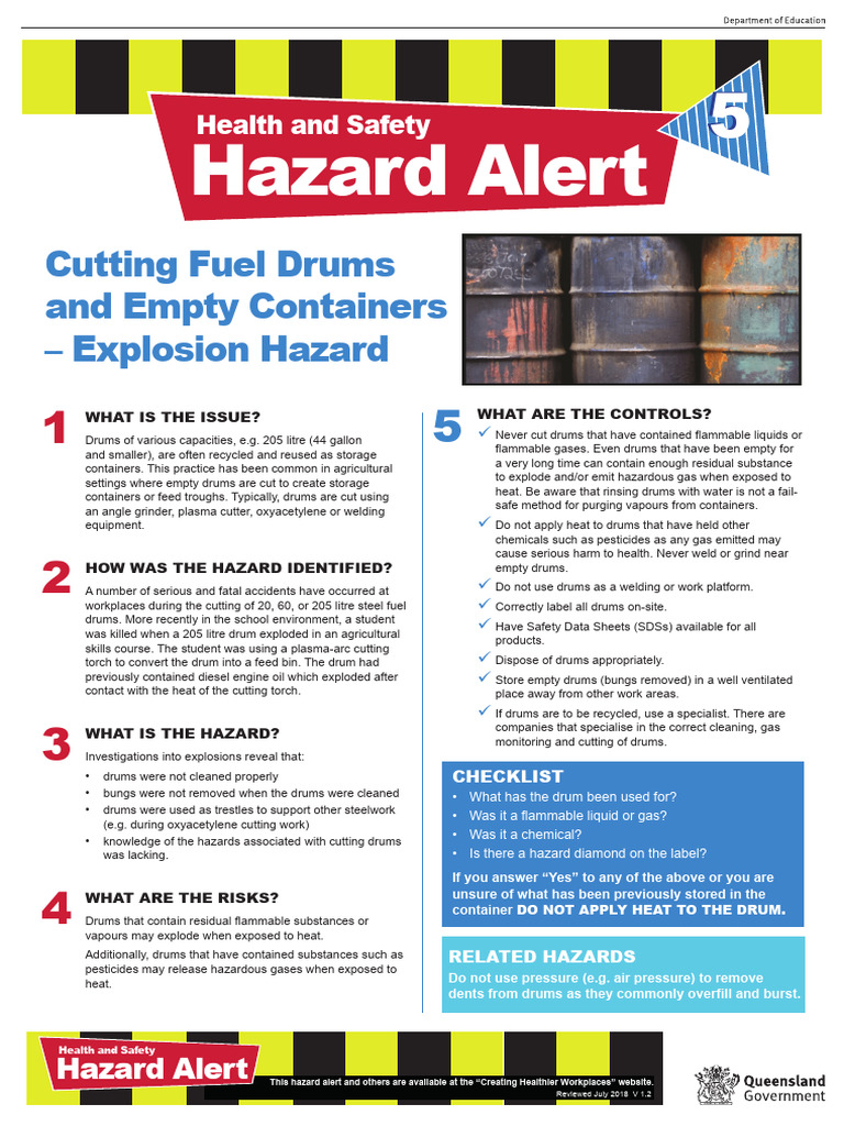 Explosion Risks from Cutting Fuel Drums | PDF | Occupational Safety And ...