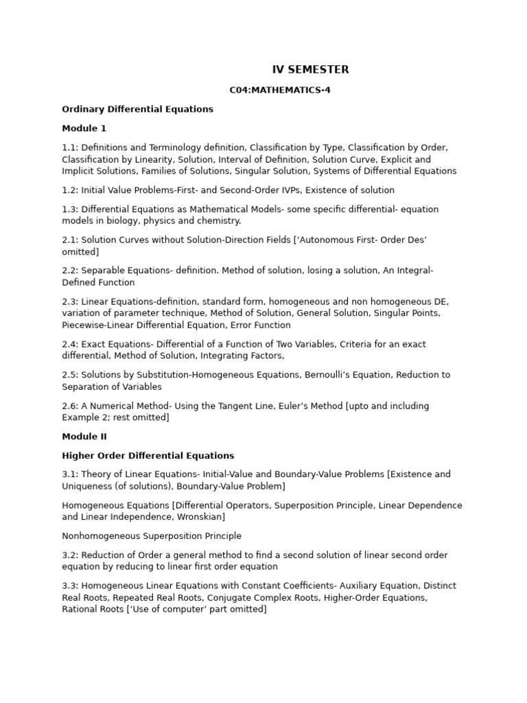 Maths Syllabus Pdf Fourier Transform Partial Differential Equation