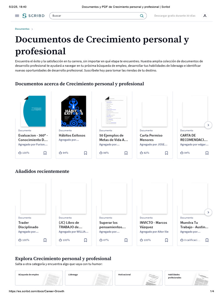 Documentos y PDF de Crecimiento personal y profesional _ Scribd | PDF ...