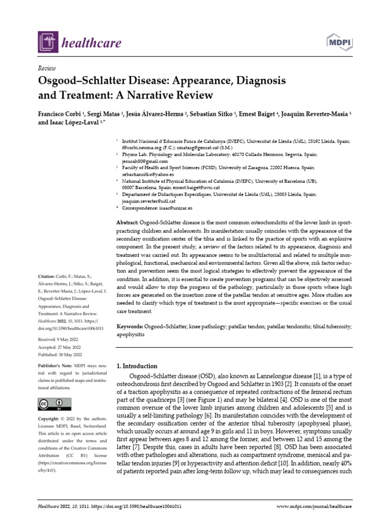 Osgood Ndash Schlatter Disease Appearance Diagnosis and Treatment A ...