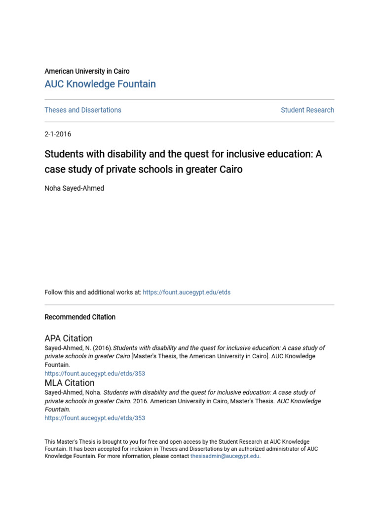 Students With Disability and the Quest for Inclusive Education_ A | PDF ...