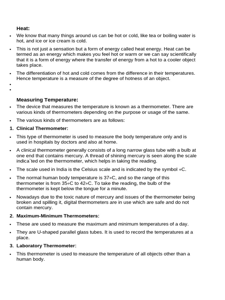 Heat Pdf Thermometer Heat Transfer
