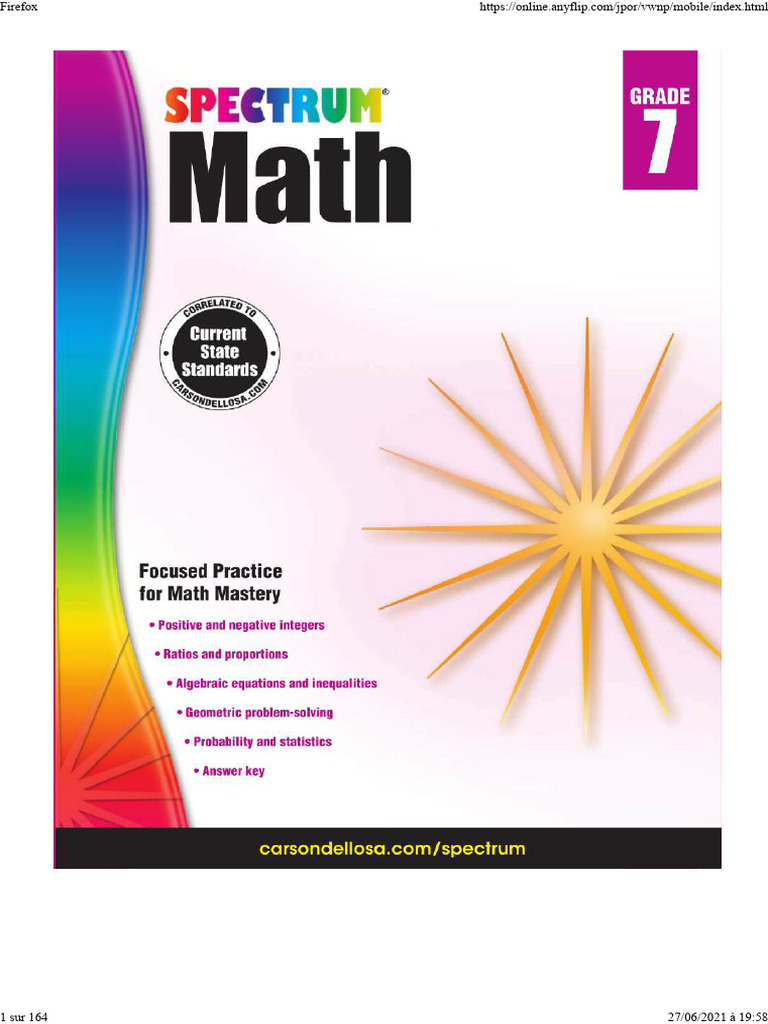 Mathématiques 7e année Spectrum PDF | PDF