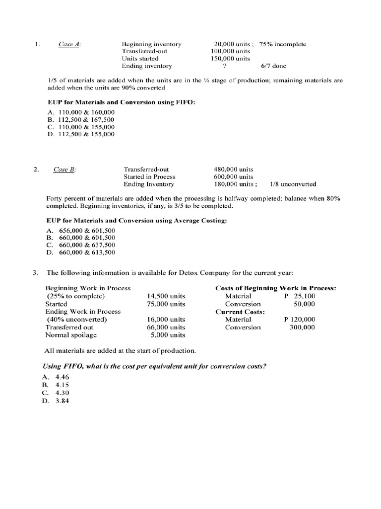 Assignment Process Costing Pdf
