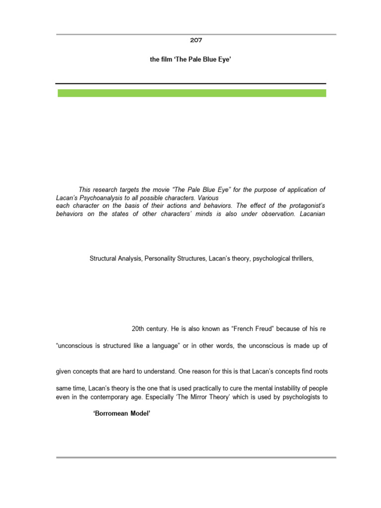 Lacanian Analysis of The Pale Blue Eye | PDF | Jacques Lacan ...