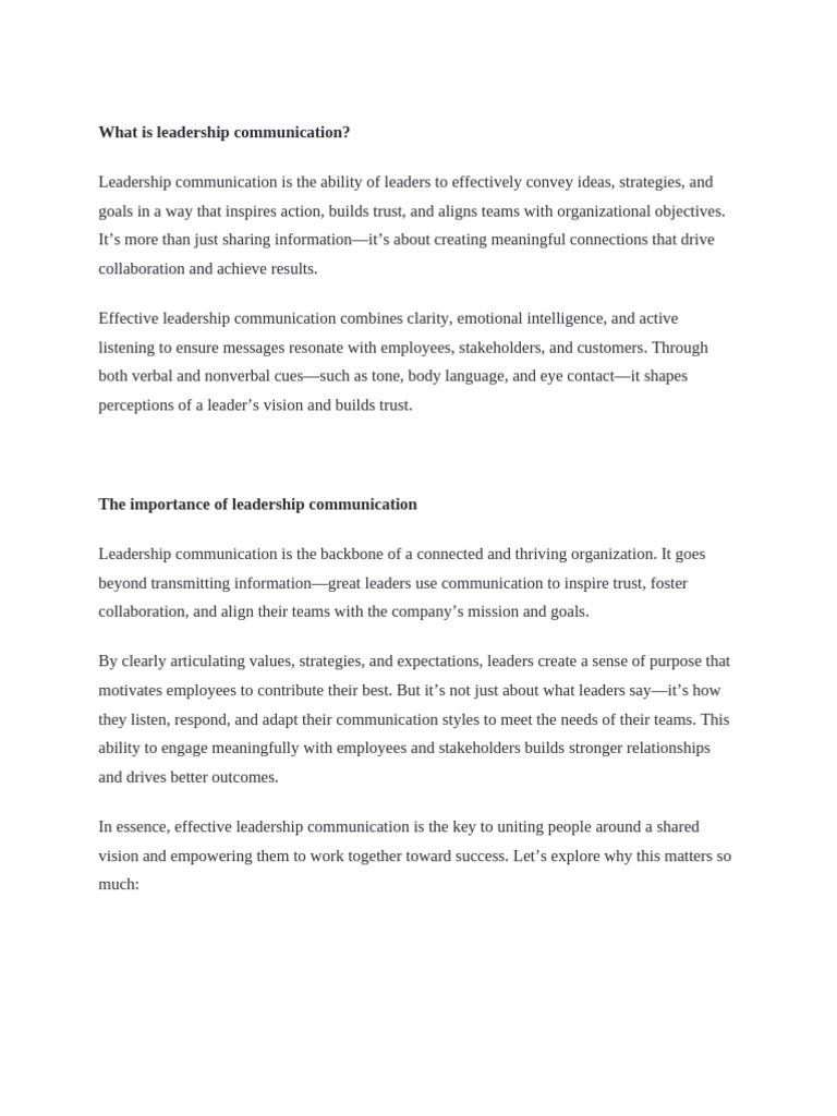 Effective Leadership Communication Guide Pdf