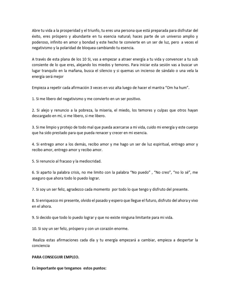 Afirmaciones para Atraer Éxito y Prosperidad | PDF
