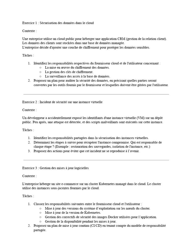 Responsabilités Cloud et Sécurité des Données | PDF | Cloud computing ...