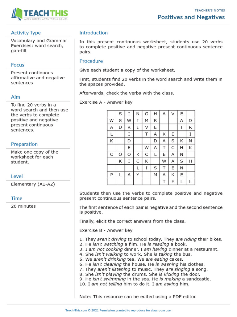 Positives and Negatives | PDF | Sentence (Linguistics) | Languages