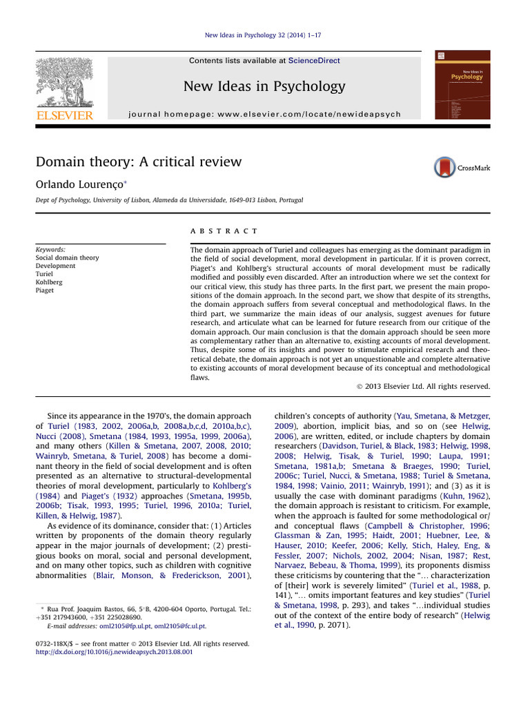 Critical Review of Domain Theory in Psychology | PDF | Thought | Morality