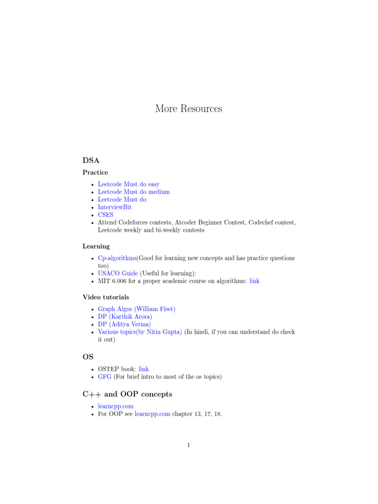 Essential Resources for Coding Interviews | PDF