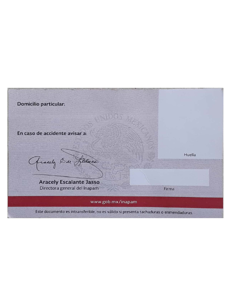 Tarjeta-Inapam en Blanco | PDF