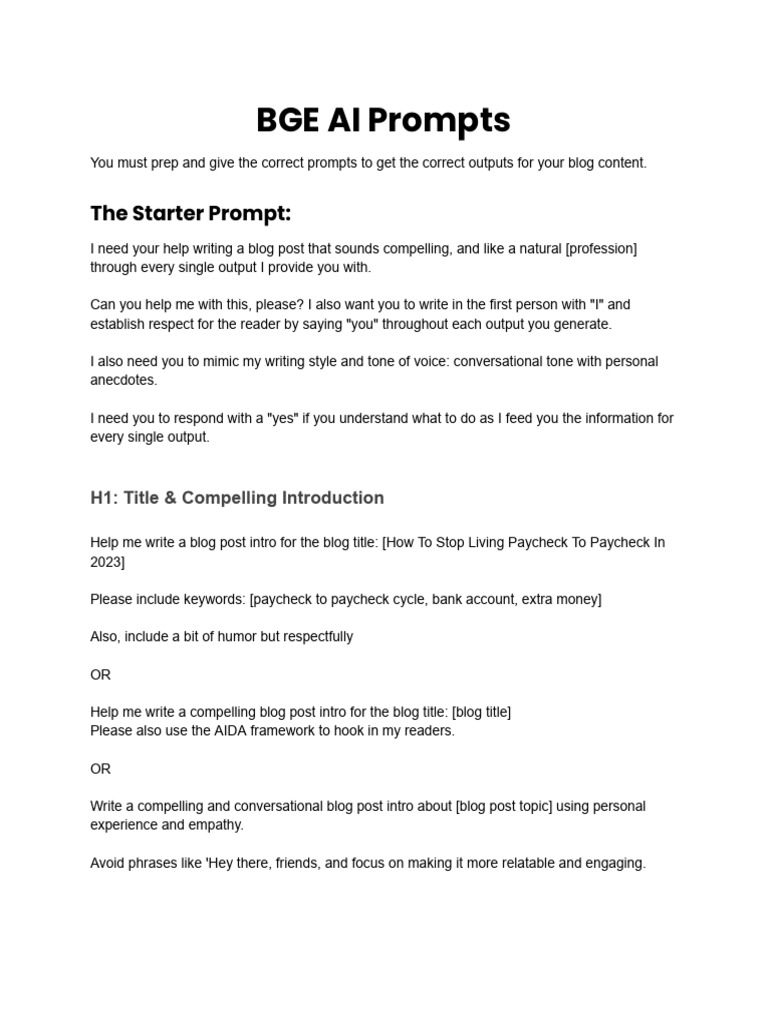 Ai prompts for blog posts pdf