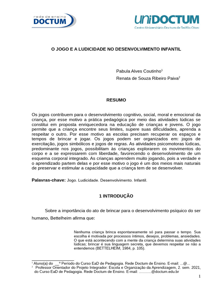 Modelo Artigo Estudo de Caso I - TCC O JOGO E A LUDICIDADE NO ...