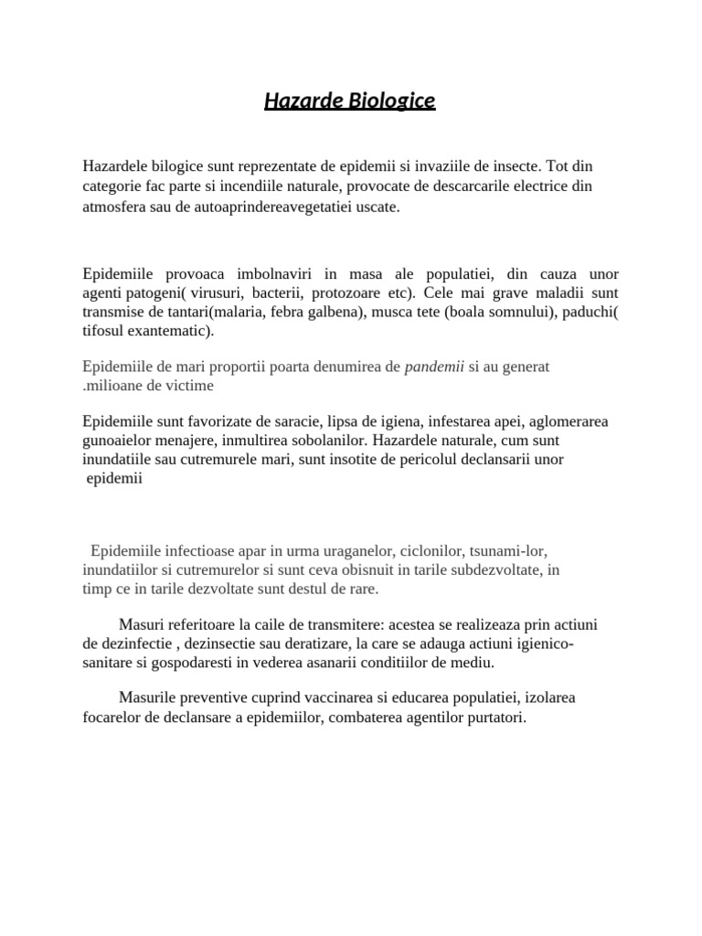 Hazarde Biologice | PDF