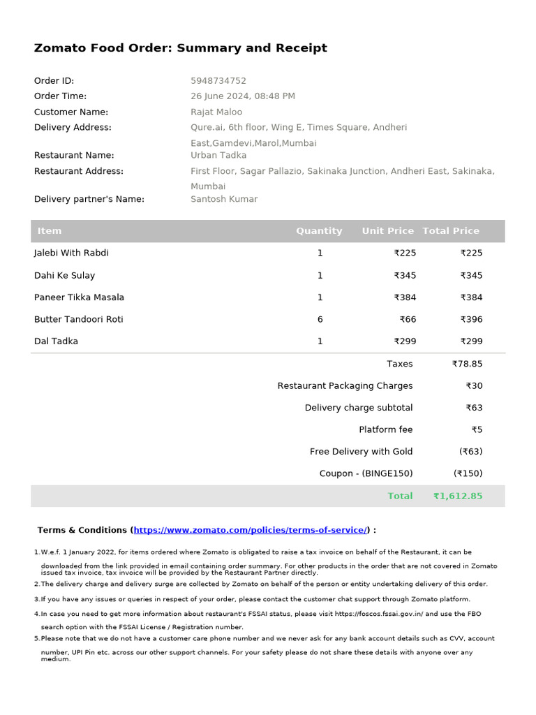 26th June - Order - ID - 5948734752 | PDF