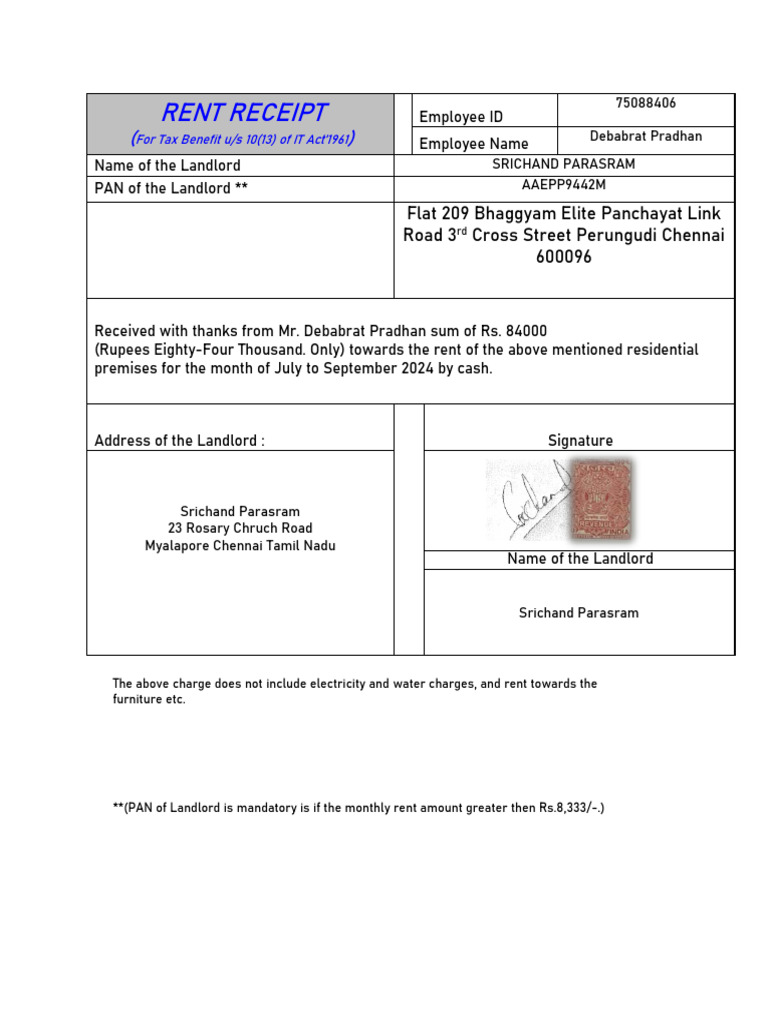 Rent Receipt-Q2 | PDF