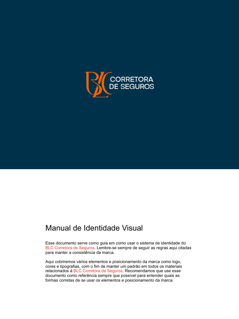 Manual de Identidade Visual BLC Seguros | PDF | Cor | Modelo de cores RGB