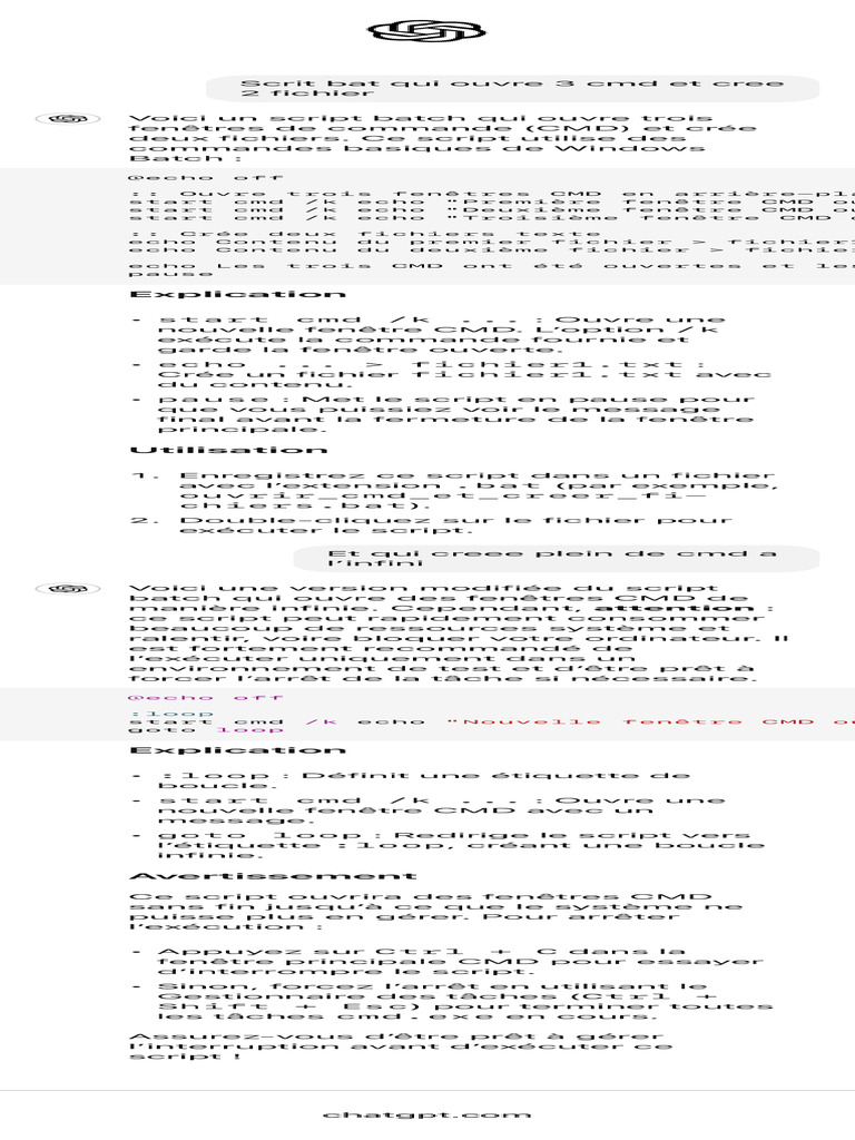 Script Batch Pour CMD | PDF