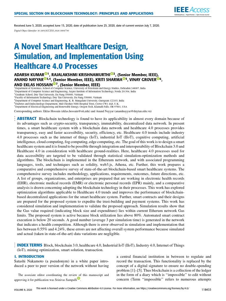 A Novel Smart Healthcare Design Simulation and Implementation Using ...