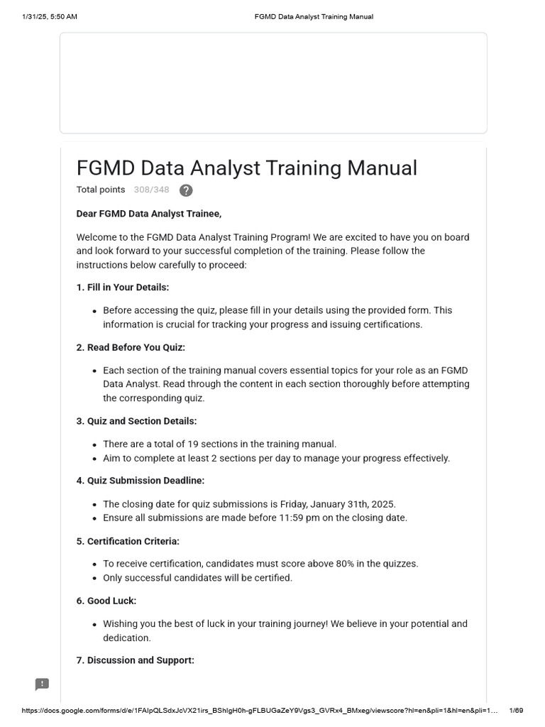 FGMD Data Analyst Training Guide | PDF