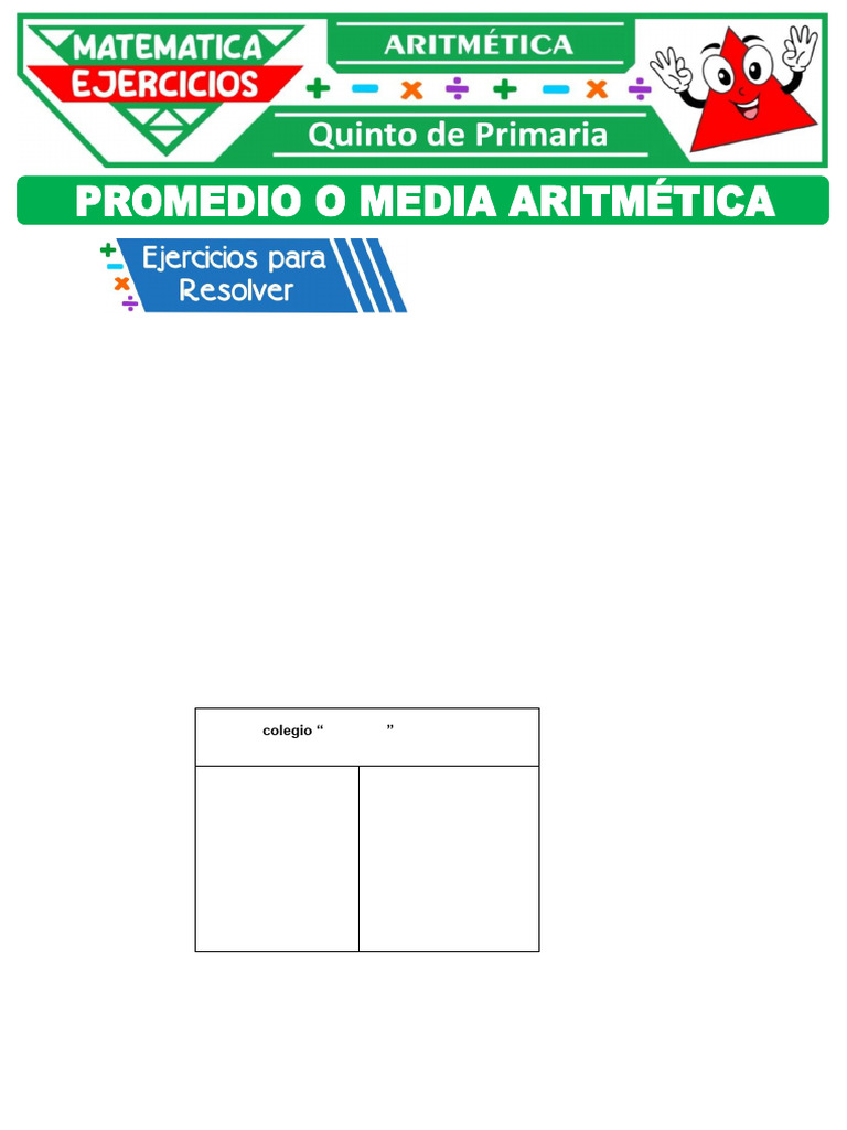 Ejercicios de Promedio para Primaria | PDF