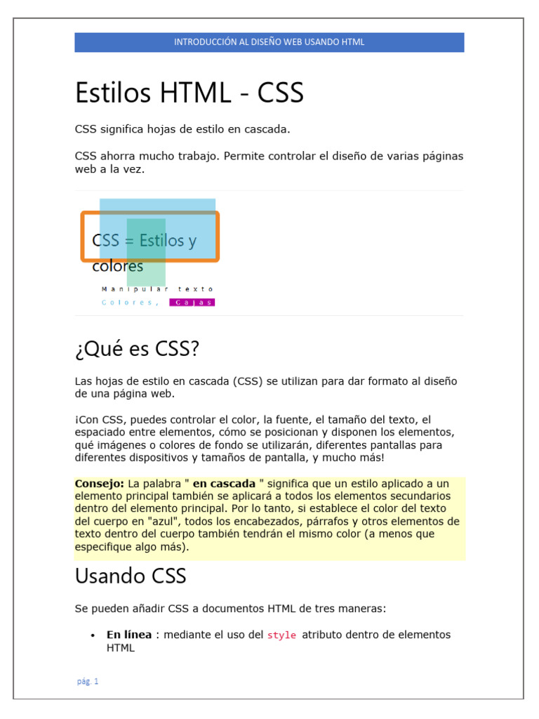 Introducción Al Diseño Web Usando HTML | PDF | HTML | Diseño web