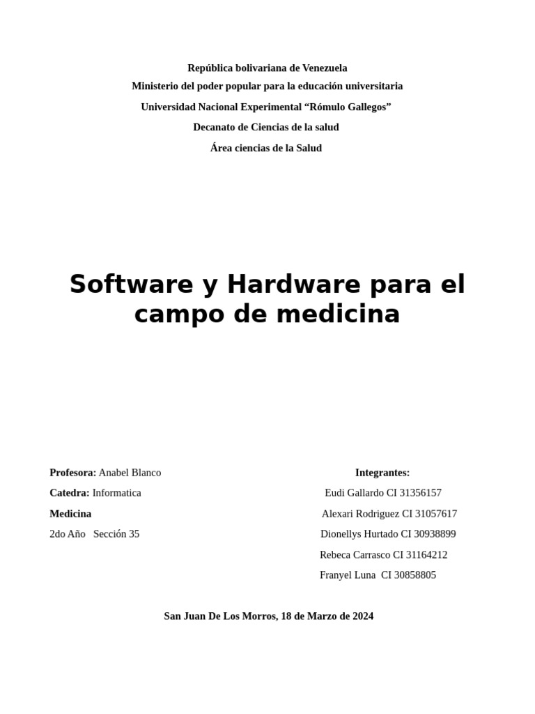 Software y Hardware en Medicina | PDF | Hardware de la computadora ...