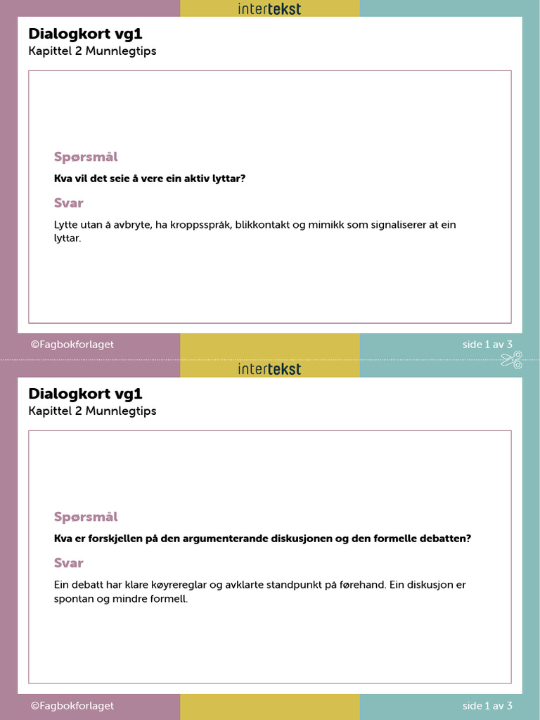 Dialogkort VG1 KAP2 | PDF