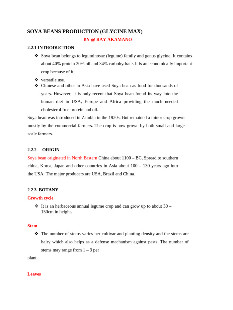 Soya Beans Production | PDF | Soybean | Legume