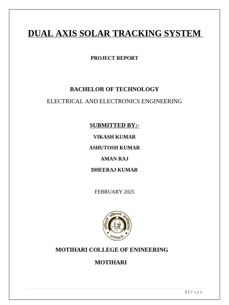 Dual Axis Solar Tracking System PDF | PDF | Manufactured Goods ...