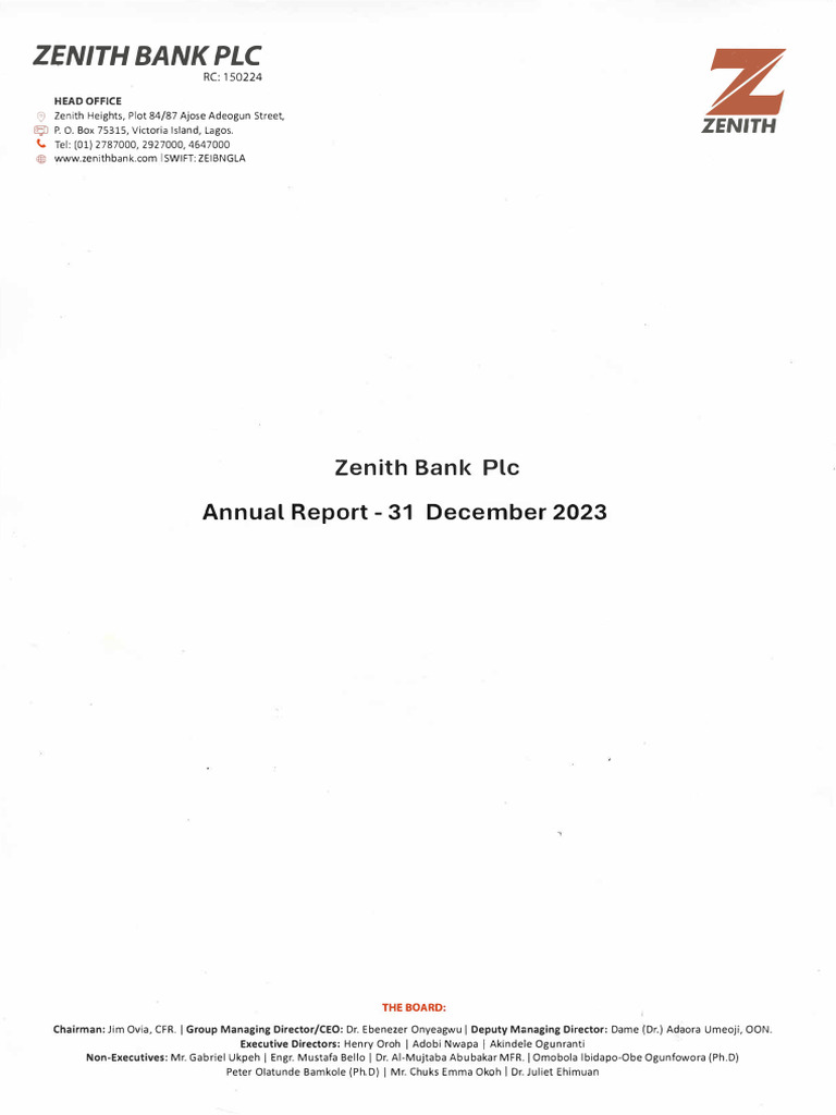 Zenith Bank Plc Annual Report 2023 | PDF