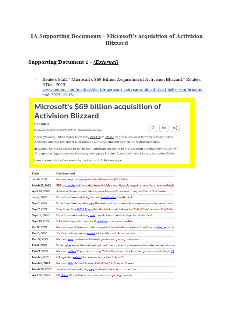 Microsoft-Activision Acquisition Insights | PDF | Securities (Finance ...