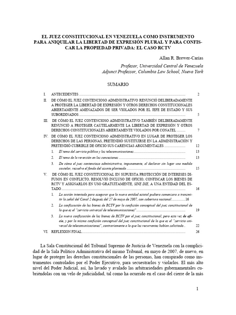 Juez Constitucional y Libertad de Expresión en Venezuela | PDF | Debido ...