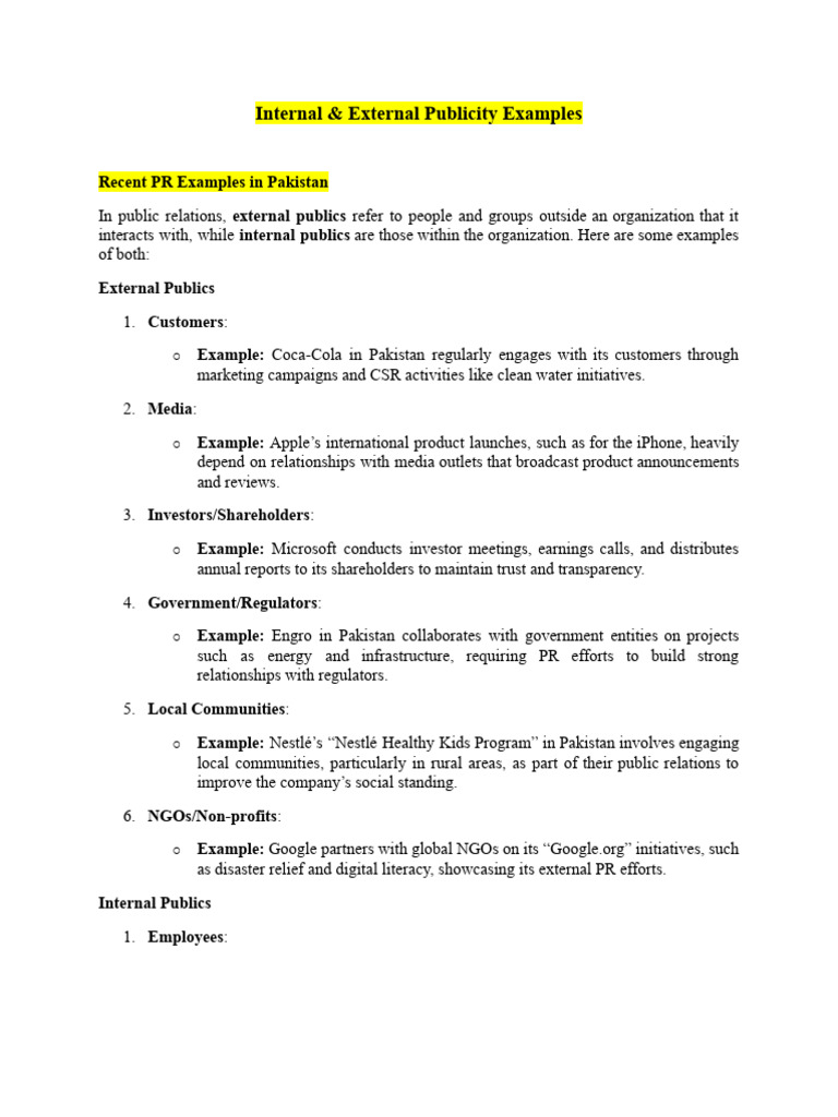 PR examples; PR Strategies; Internal and External Publicity; Ad & PR ...