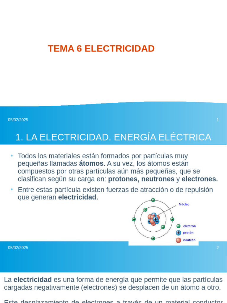 Tema 6 Electricidad | PDF | Corriente eléctrica | Electricidad