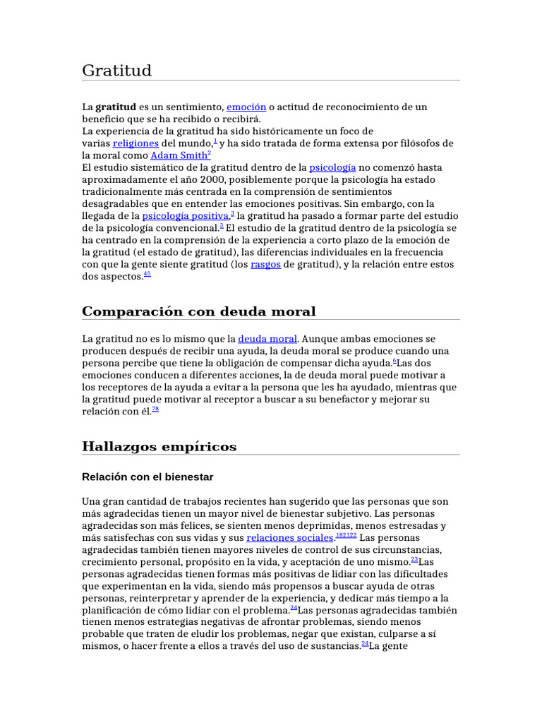 Beneficios de la Gratitud en el Bienestar | PDF | Gratitud | Sicología