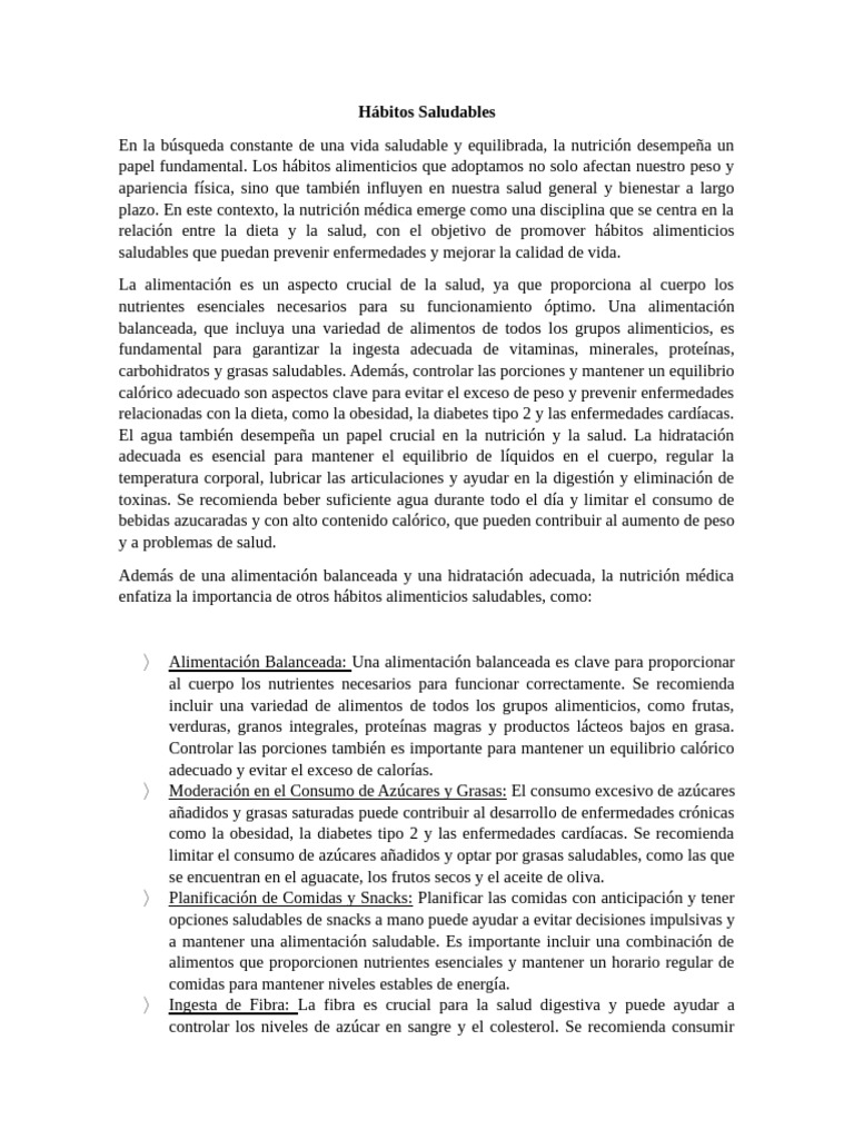 Hábitos Alimenticios Saludables y Efectivos | PDF | Nutrición | Dieta y ...