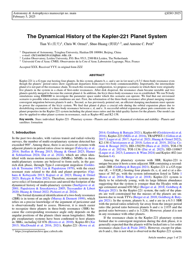 Kepler-221 Planetary System Dynamics | PDF | Physical Sciences ...