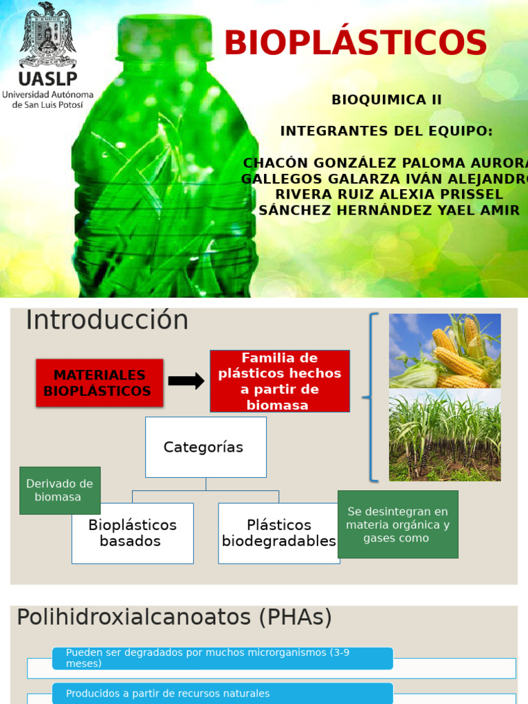 BIOPLÁSTICOS Bioquimica | PDF | El plastico | Materiales