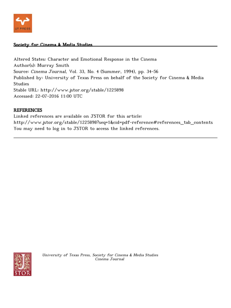 Emotional Response in Cinema Characters PDF Affect (Psychology
