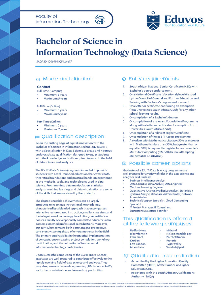 BSc IT in Data Science Overview | PDF | Statistics | Databases