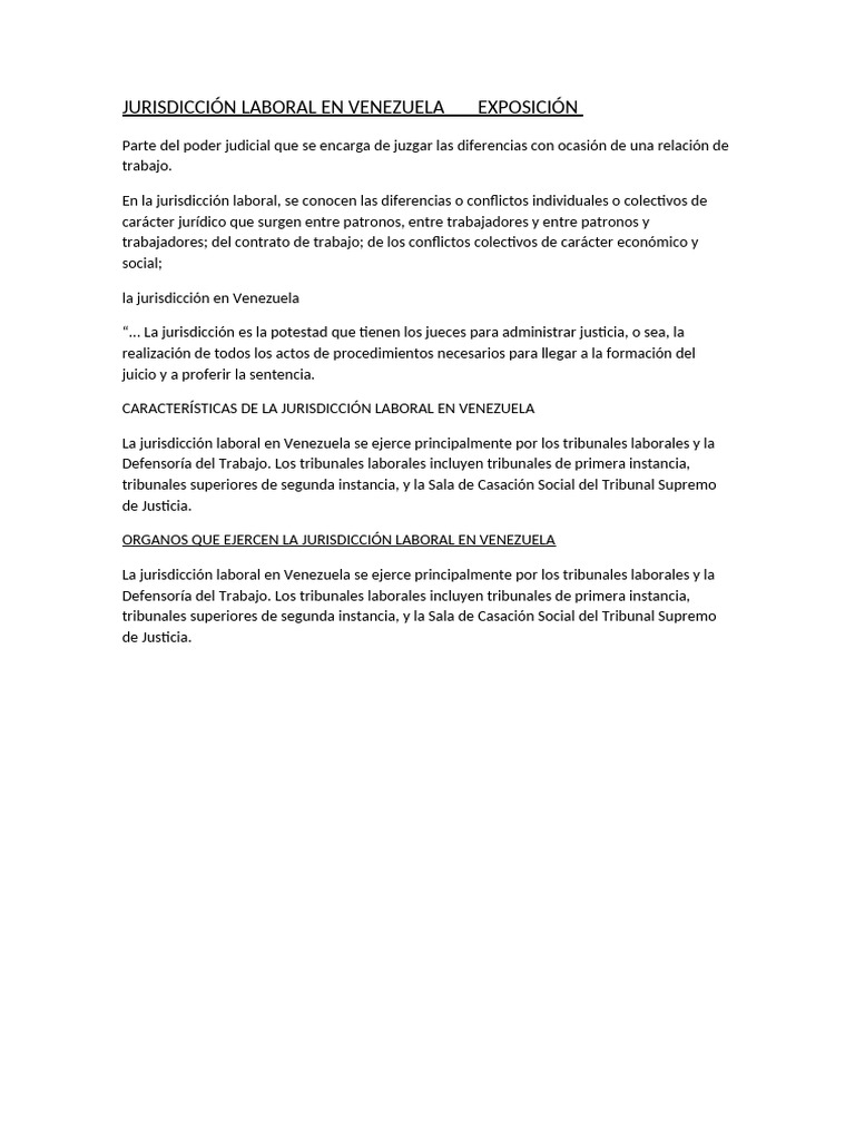 Jurisdicción Laboral en Venezuela | PDF