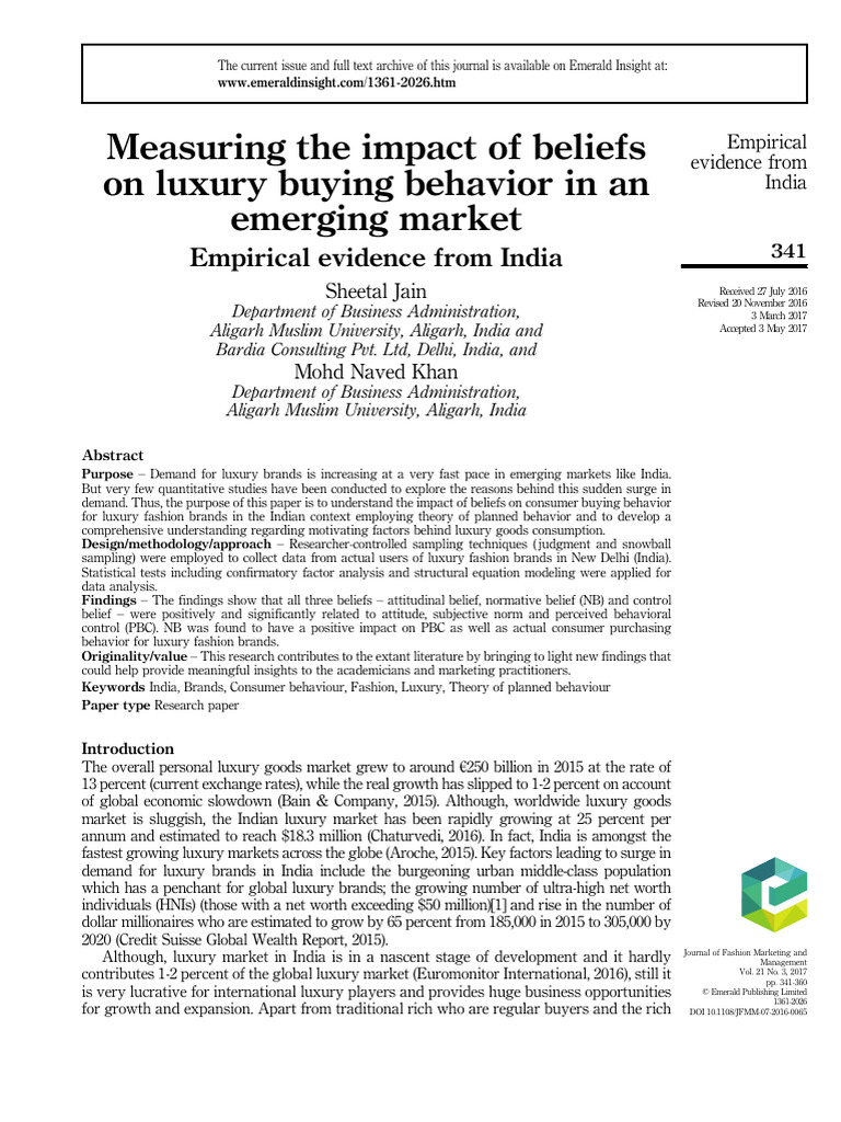 Impact of Beliefs on Luxury Buying in India | PDF | Attitude ...